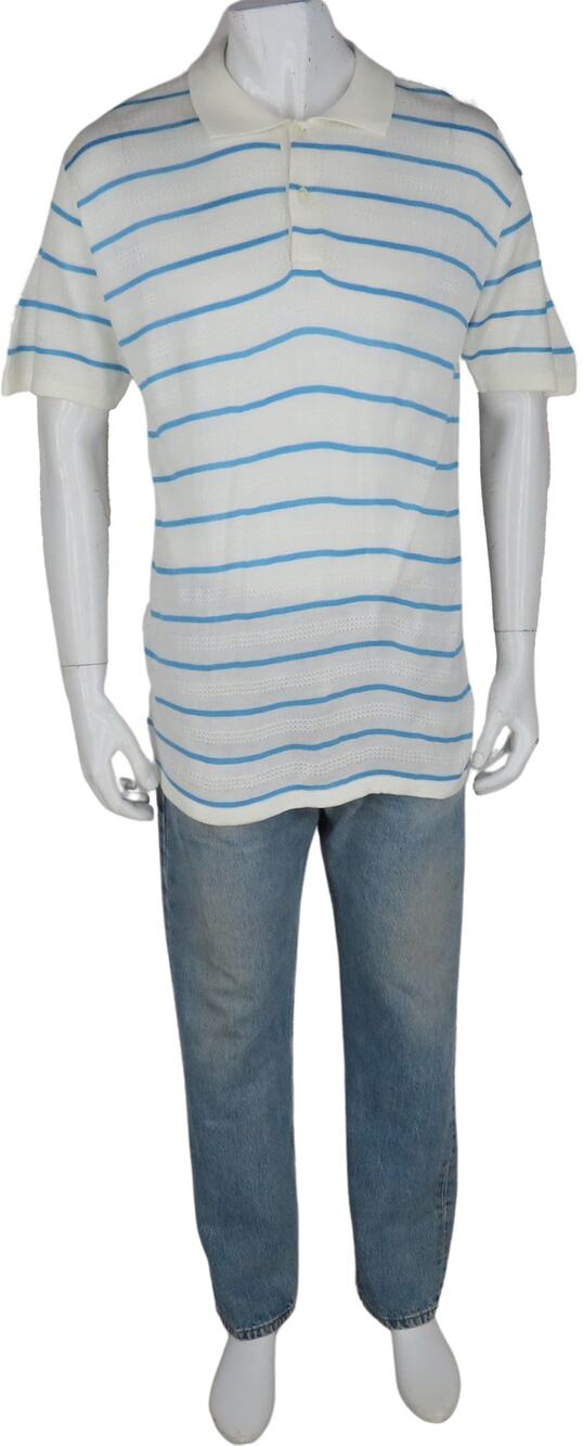 Oleg Cassini Striped Polo Knit Shirt